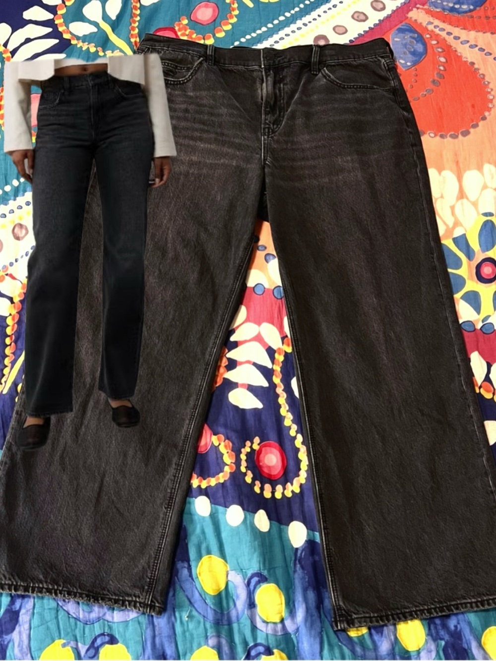 American Eagle Stovepipe Jeans Black Denim Size 14 S Short Petite Strigid